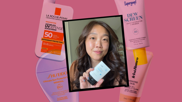 Image contains Allure contributing commerce writer Christa Joanna Lee with the Belif The True Cream Aqua Bomb Sunscreen...