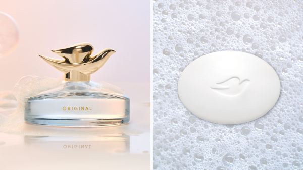 Dove Beauty Bar soap and its new personal fragrance illustrating a review of the new scent.